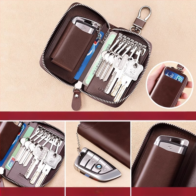 Automobilių raktų dėklas iš PU odos, atspari vandeniui, didelė talpa, vidus iš sintelinės odos