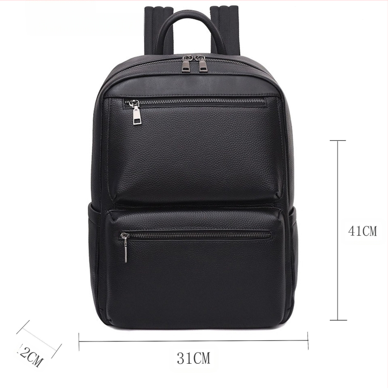 Vyrų odinė kuprinė verslo kelionėms, miesto minimalistinis stilius, atsparus vandeniui (suderinama su 15 colių nešiojamuoju; talpa iki 20 l; poliesterio pamušalas; oro pagalvės petnešos)