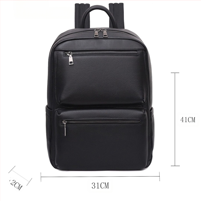 Vyrų odinė kuprinė verslo kelionėms, miesto minimalistinis stilius, atsparus vandeniui (suderinama su 15 colių nešiojamuoju; talpa iki 20 l; poliesterio pamušalas; oro pagalvės petnešos)