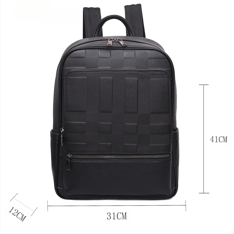 Vyrų odinė kuprinė verslo kelionėms, miesto minimalistinis stilius, atsparus vandeniui (suderinama su 15 colių nešiojamuoju; talpa iki 20 l; poliesterio pamušalas; oro pagalvės petnešos)