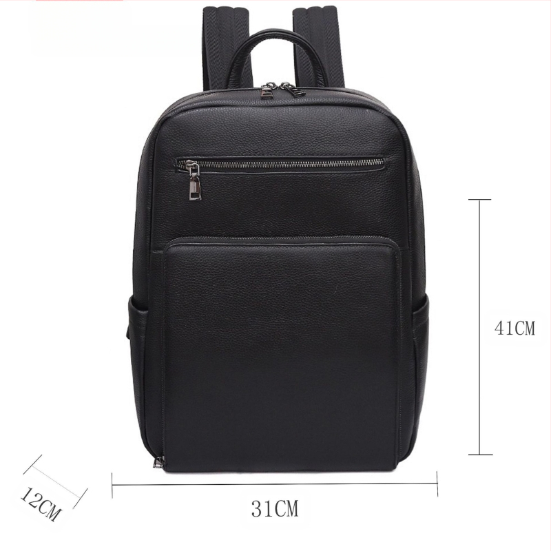 Vyrų odinė kuprinė verslo kelionėms, miesto minimalistinis stilius, atsparus vandeniui (suderinama su 15 colių nešiojamuoju; talpa iki 20 l; poliesterio pamušalas; oro pagalvės petnešos)