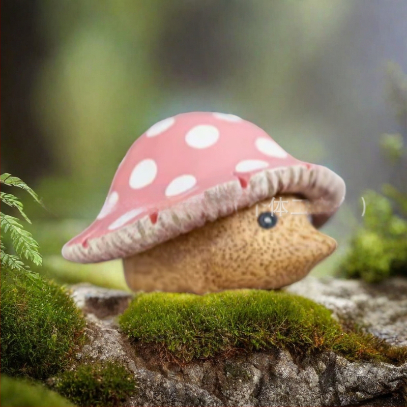 Κηπουρικό διακοσμητικό σε μορφή ποντικιού με μανιτάρι — από ρητίνη, στυλ καρτούν, γλυπτική