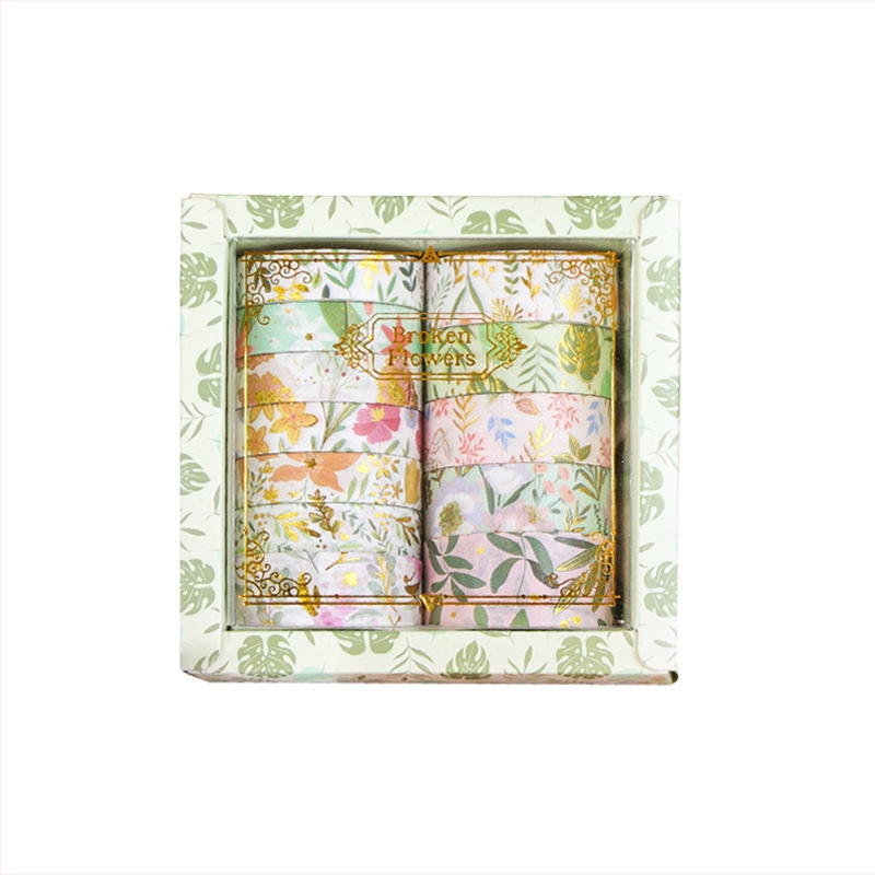 Floral Dream Bronzing Series Washi juostelė dienynams – popieriaus pagrindas, prekės ženklas Wheat Youth, pritaikoma, dovanai tinkama, žurnalų dekoravimo medžiaga