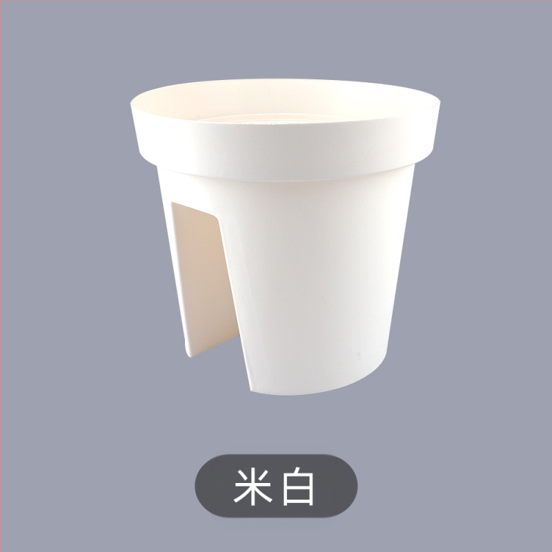 Sedliniškai formos vazonas balkonui, pakabinamas ant turėklų, iš dervos-plastiko, paprastas stilius