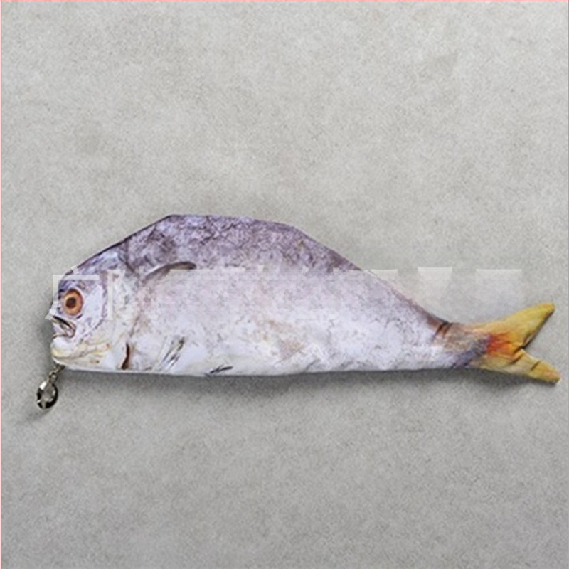 Плюшена чантичка за моливи с форма на риба, персонализирана, къс плюш, пълнеж PP памук, за възраст 14+