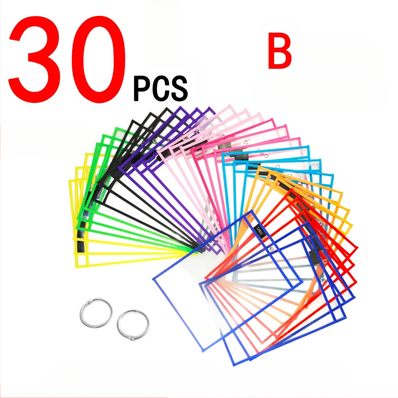 Чанта за документи, 30 бр. комплект, прозрачно PET, многоразова, марка Bohn, стил Socket/Creativity, плосък дизайн, тегло 40 g