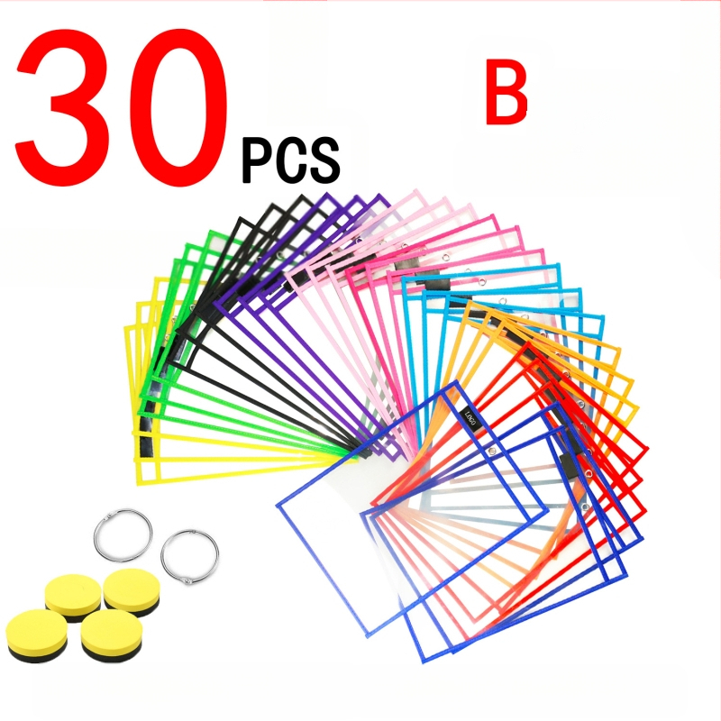 Чанта за документи, 30 бр. комплект, прозрачно PET, многоразова, марка Bohn, стил Socket/Creativity, плосък дизайн, тегло 40 g