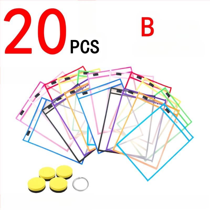 Чанта за документи, 30 бр. комплект, прозрачно PET, многоразова, марка Bohn, стил Socket/Creativity, плосък дизайн, тегло 40 g