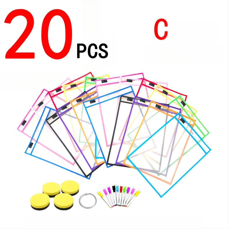 Чанта за документи, 30 бр. комплект, прозрачно PET, многоразова, марка Bohn, стил Socket/Creativity, плосък дизайн, тегло 40 g