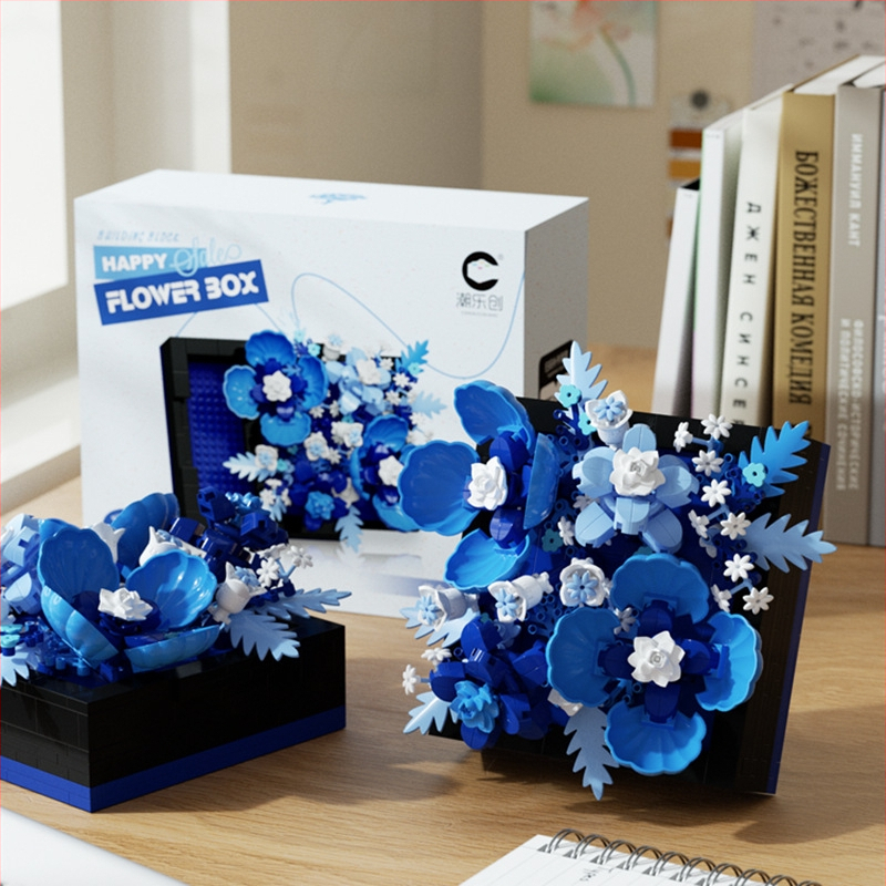 Plastmasas blokveidu komplekts ar ziedu motīviem – dimanta formas detaļas, 400–800 gab., vecuma ieteicamais 7–14 gadi