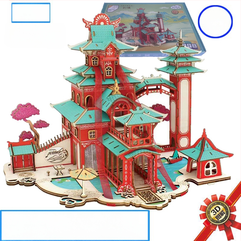 Koka Ferris Wheel 3D puzle rotaļlieta — demontāža un salikšana, intelektuālā attīstība, vecums 7–14 gadi, interaktīva