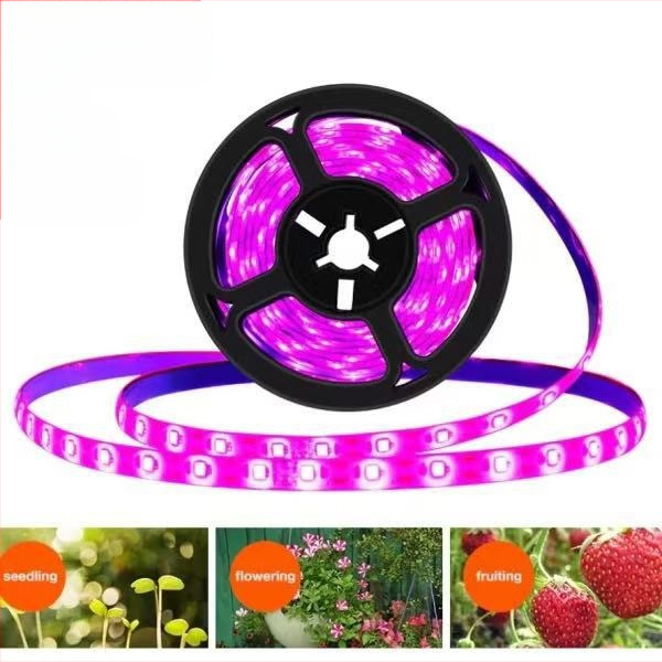 Augalų auginimo LED juosta su 60 × 2835 LED, įvestis 5V, galia 5W, šviesos sklaidos kampas 120°, atspari vandeniui