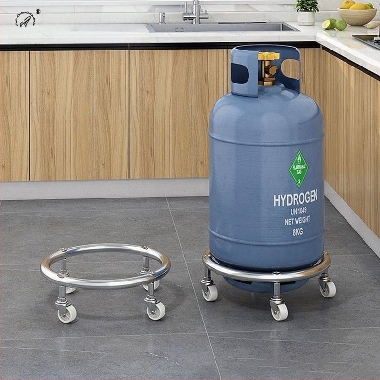 Daugiafunkcis virtuvės laikiklis su ratukais – nerūdijantis plienas, judantis dujų balionų laikiklis