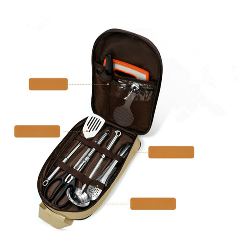 Kempingo virtuvės įrankių laikymo krepšys peiliams ir puodams, iš nepluoštinio audinio, pečių krepšys