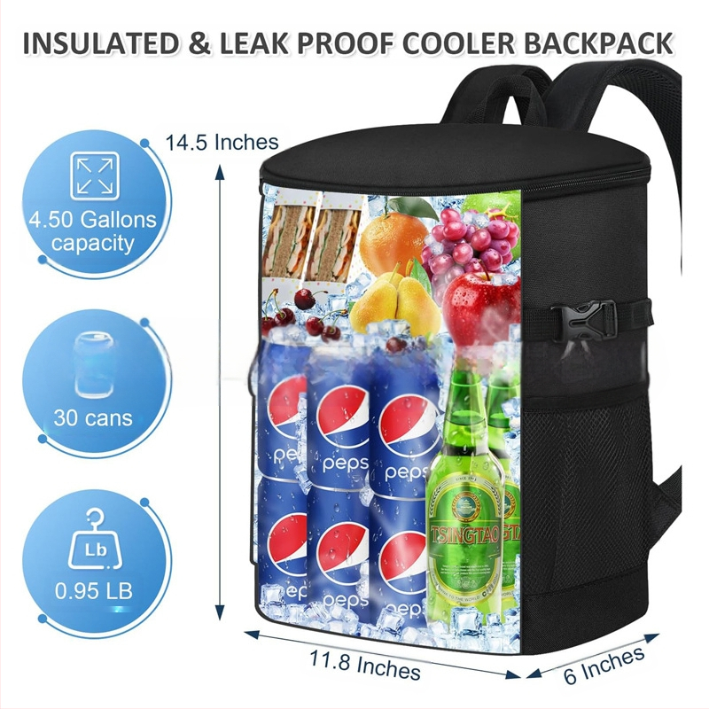 Išorinis izoliacinis kuprinė šaldymui, talpa 17 L, telpa iki 30 skardinių, poliesterio medžiaga, nešiojamas su greitu aušinimu