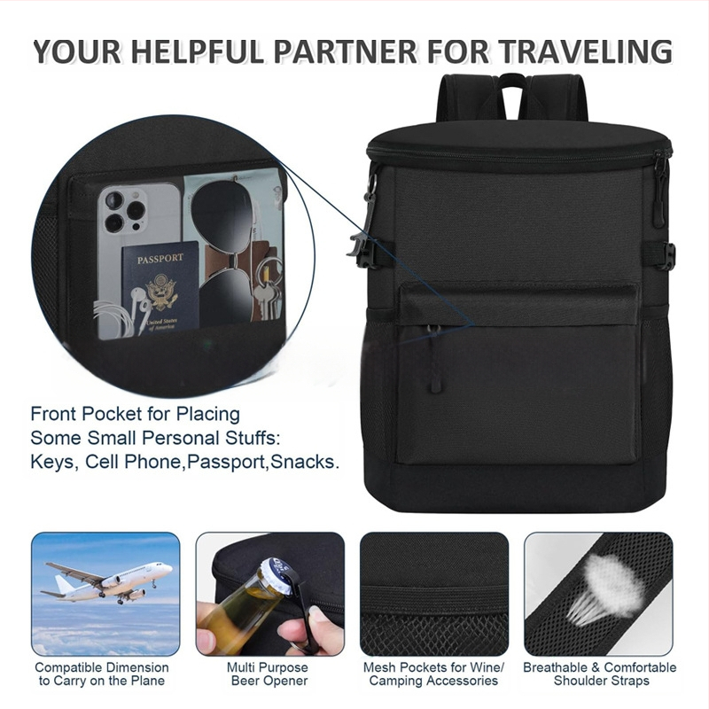 Išorinis izoliacinis kuprinė šaldymui, talpa 17 L, telpa iki 30 skardinių, poliesterio medžiaga, nešiojamas su greitu aušinimu