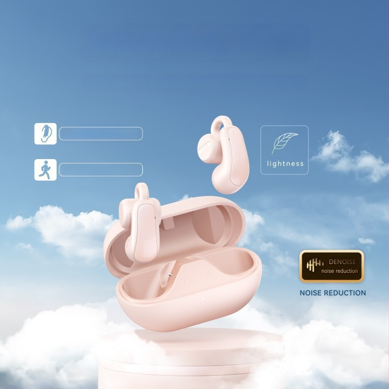 Bluetooth slúchadlá s klipom na ucho, skutočne bezdrôtové s potlačením šumu, dosah 10 m, BT 5.3, stereo, výdrž batérie 4–8 h