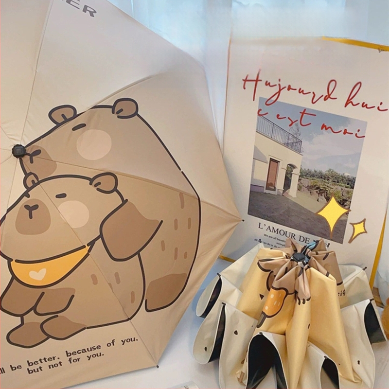 Zhi Yu trijų dalių skėtis su UV apsauga UPF 50+, 190T poliesterio audinys, lengvas 280 g, rankinis atidarymas