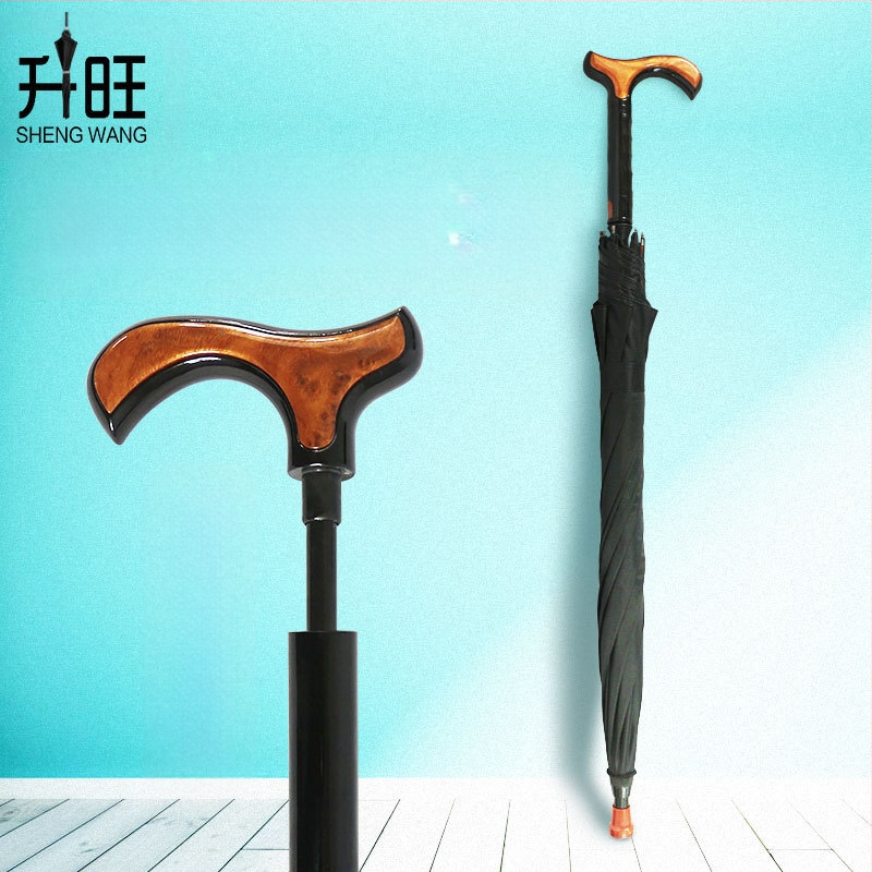 Multifunkcinis kepų skėtis vyresnio amžiaus žmonėms, automatinis atidarymas, 8 skersinės aliuminio rėmas, tvirta medinė rankena, poliesterio 190T gaubtas, UV apsauga UPF > 50