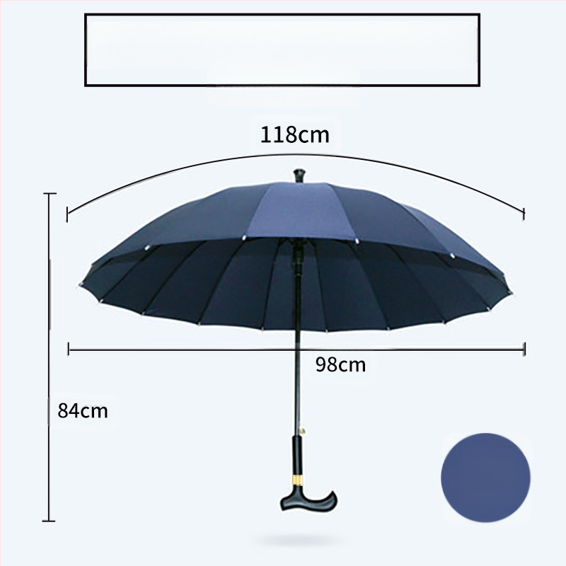 Multifunkcinis kepų skėtis vyresnio amžiaus žmonėms, automatinis atidarymas, 8 skersinės aliuminio rėmas, tvirta medinė rankena, poliesterio 190T gaubtas, UV apsauga UPF > 50