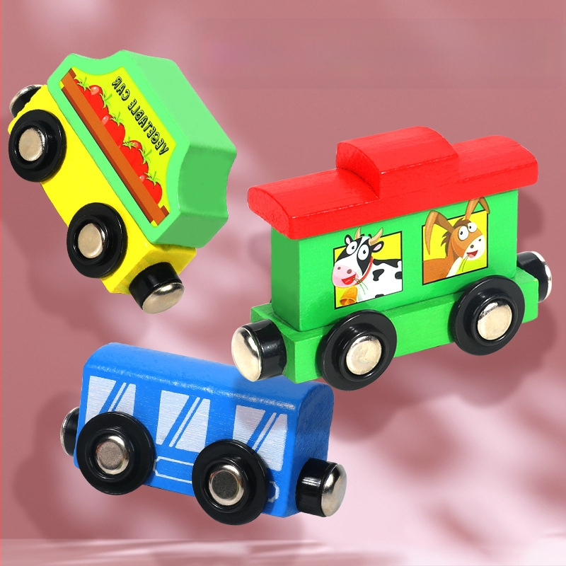 Magnētiska koka vilcienu komplekts bērniem no 0 līdz 3 gadiem — koks, ūdens bāzes krāsa, logotipa personalizācija