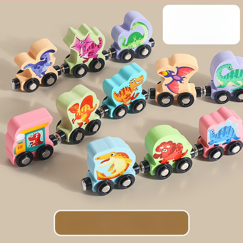 Magnētiska koka vilcienu komplekts bērniem no 0 līdz 3 gadiem — koks, ūdens bāzes krāsa, logotipa personalizācija