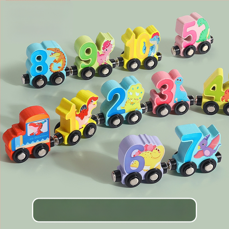 Magnētiska koka vilcienu komplekts bērniem no 0 līdz 3 gadiem — koks, ūdens bāzes krāsa, logotipa personalizācija