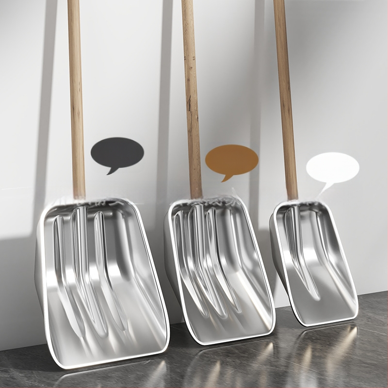 Nerūdijančio plieno sniego šluota su medine rankena, modelis XC