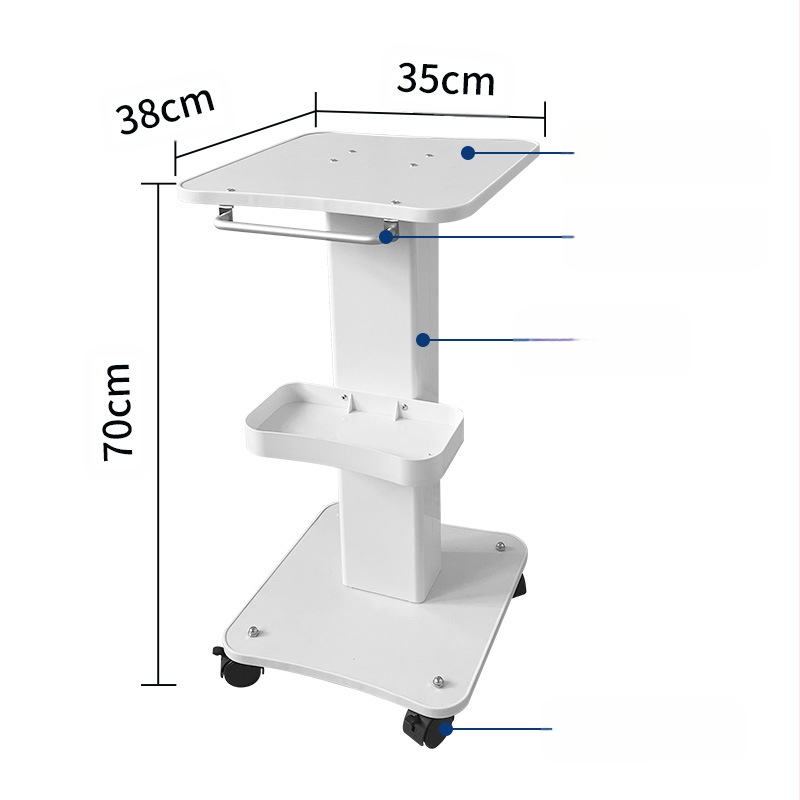 Stacionārs kosmētikas instrumentu trolis komerciālām salonām ar pamata uzglabāšanas plauktu, IPX0, bez iebūvētas baterijas