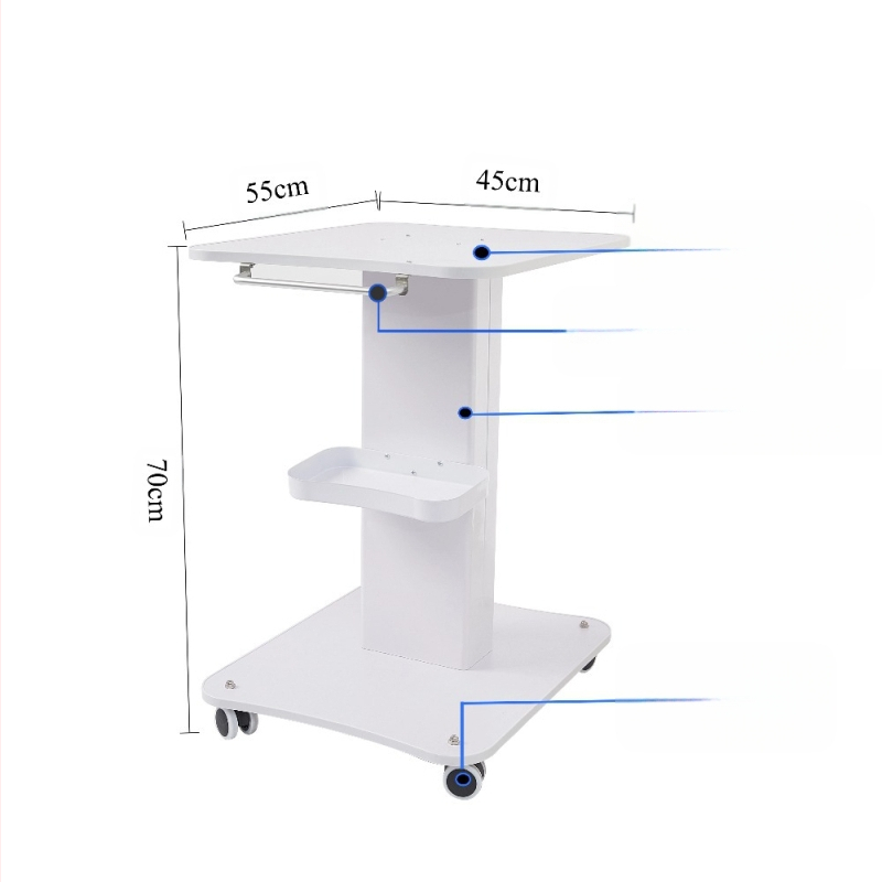 Stacionārs kosmētikas instrumentu trolis komerciālām salonām ar pamata uzglabāšanas plauktu, IPX0, bez iebūvētas baterijas