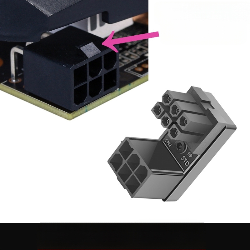 Συνδετήρας τροφοδοσίας GPU με 180° στροφή ATX 6PIN/8PIN, Moonlight μοντέλο, ABS υλικό, αντιολισθητικός σχεδιασμός