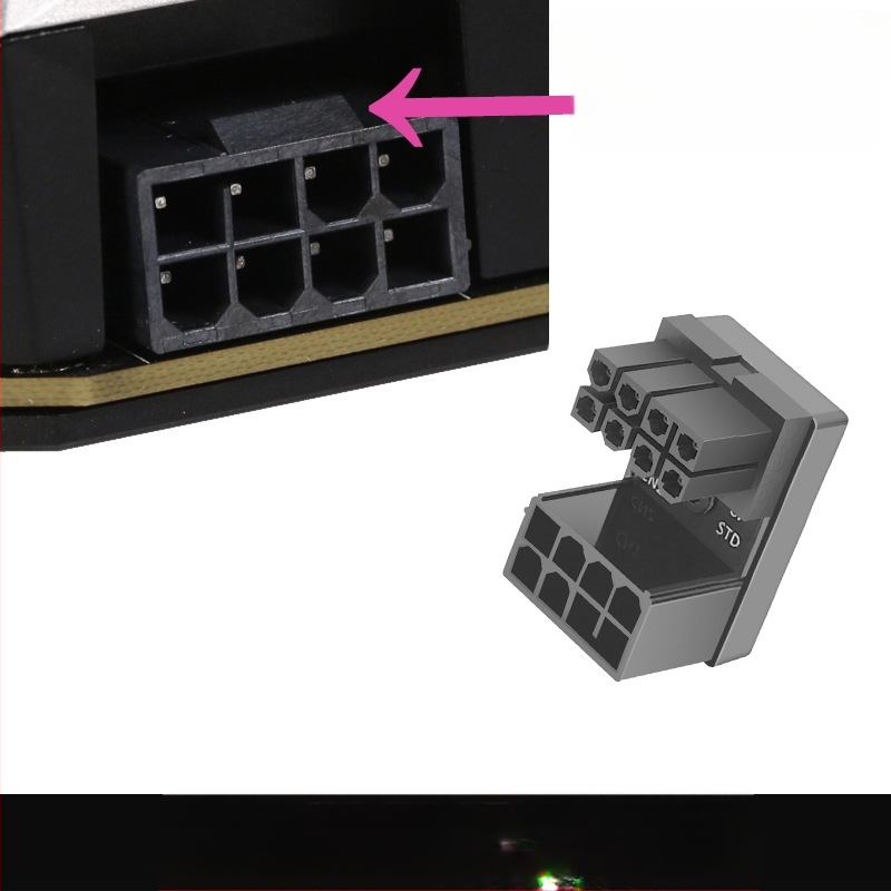 Συνδετήρας τροφοδοσίας GPU με 180° στροφή ATX 6PIN/8PIN, Moonlight μοντέλο, ABS υλικό, αντιολισθητικός σχεδιασμός