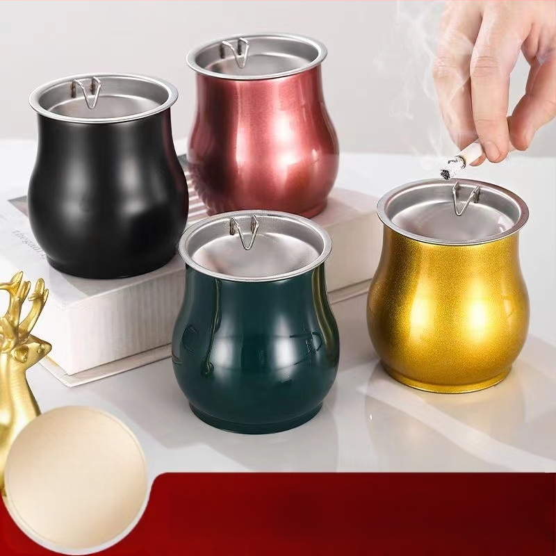 Nerūdijančio plieno cilindro peleninė, matinė apdaila, atspari kritimui, vėjo atspari, su laikymo funkcija