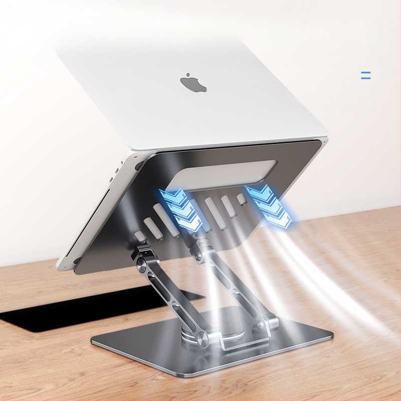 Стойка за лаптоп и таблет - въртяща се, регулируема, сгъваема, преносима, алуминиева сплав