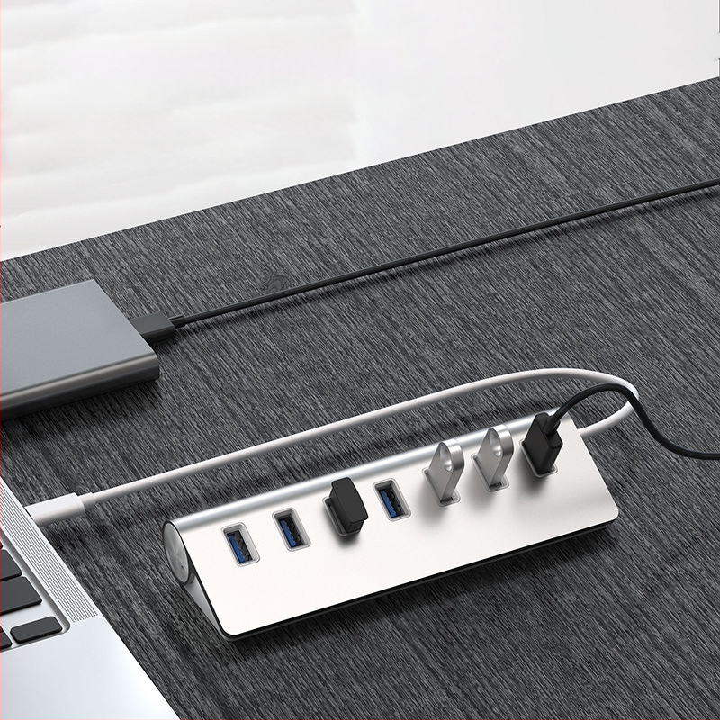 7-port USB 3.0 hub su DC maitinimo jungtimi | USB 3.0 sąsaja | perdavimo greitis 5 Gbps | 30 cm kabelis