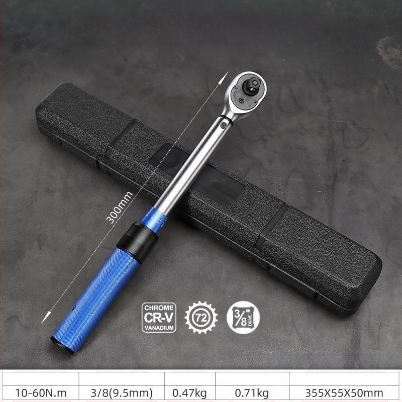 Регулируем динамометричен ключ с лека дръжка, корпус от хром-ванадий стомана, прецизност ±3%, за завиване на свещи в автомобили и мотори