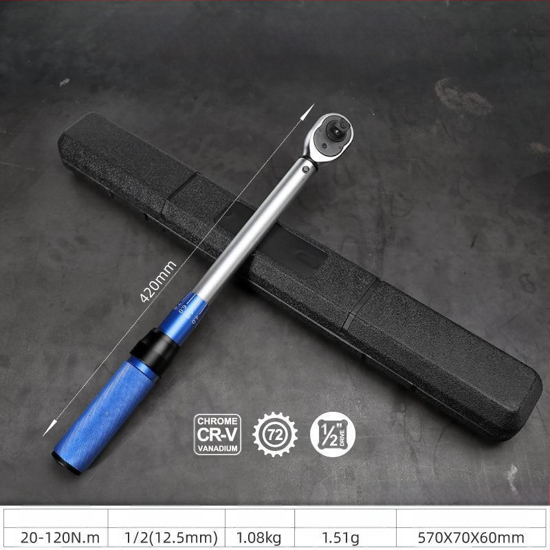 Регулируем динамометричен ключ с лека дръжка, корпус от хром-ванадий стомана, прецизност ±3%, за завиване на свещи в автомобили и мотори