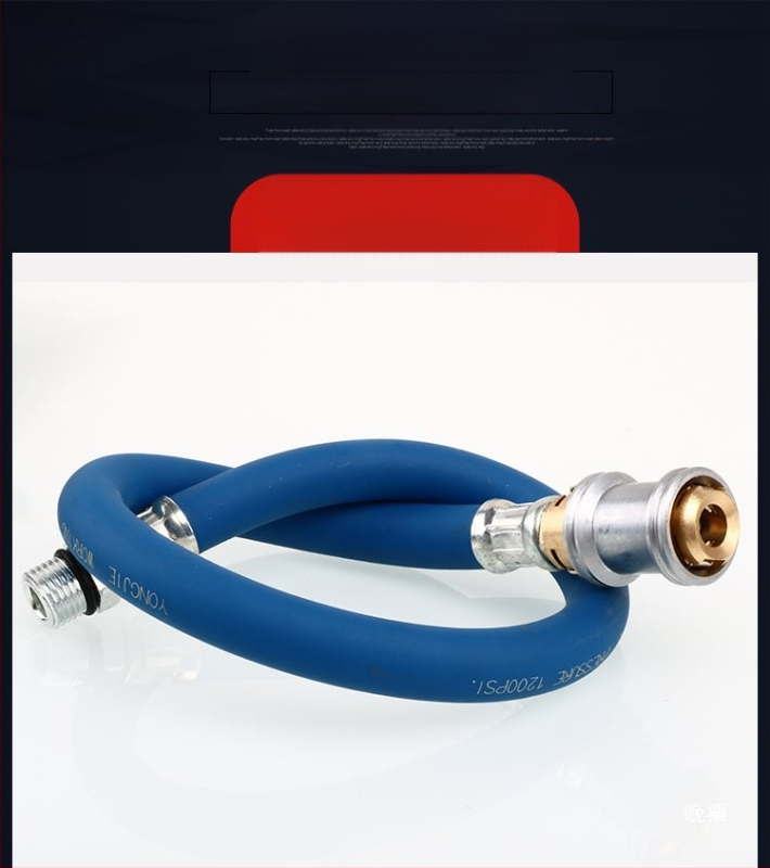 Автомобилен щуцер за клапан на гума със самозаключваща се дюза, надуваща тръба, манометър за налягането на гумата и удълнител за въздух