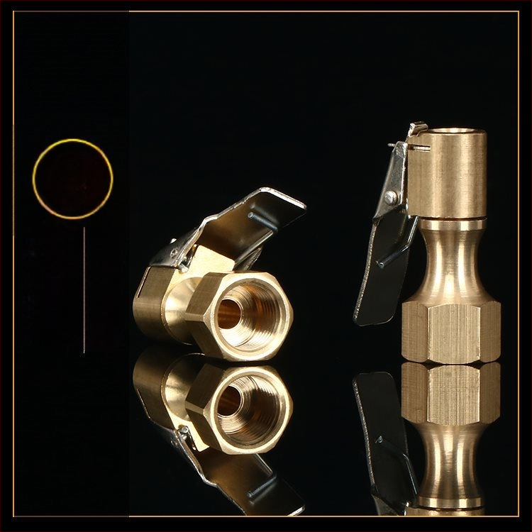 Автомобилен щуцер за клапан на гума със самозаключваща се дюза, надуваща тръба, манометър за налягането на гумата и удълнител за въздух