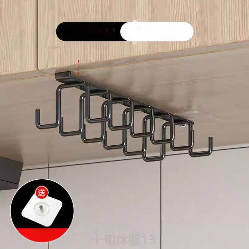 Geležinis virtuvės sieninis kabliukas su dviejų eilių laikikliu, be gręžimo, 5 kg apkrova, šiuolaikinis minimalistinis dizainas