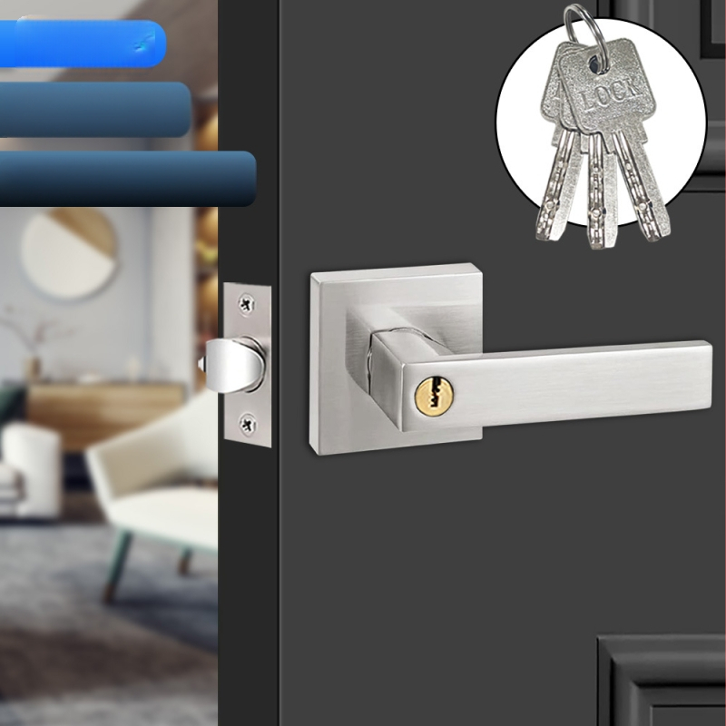 Brava za vrata s ručkom od aluminijske legure – kvadratno kućište, čvrsta izvedba, tro-polni mehanizam, za spavaće sobe i kupaonice