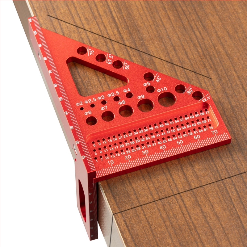 Алуминиева сплав дървообработваща линейка за чертане със триъгълник и ъглов измервател