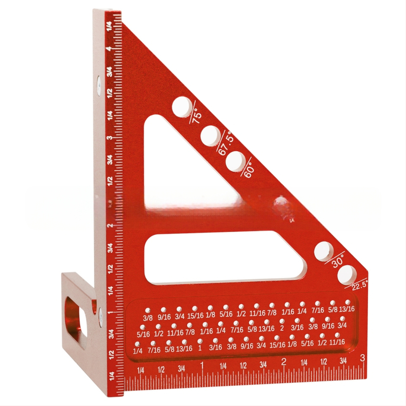 Алуминиева сплав дървообработваща линейка за чертане със триъгълник и ъглов измервател