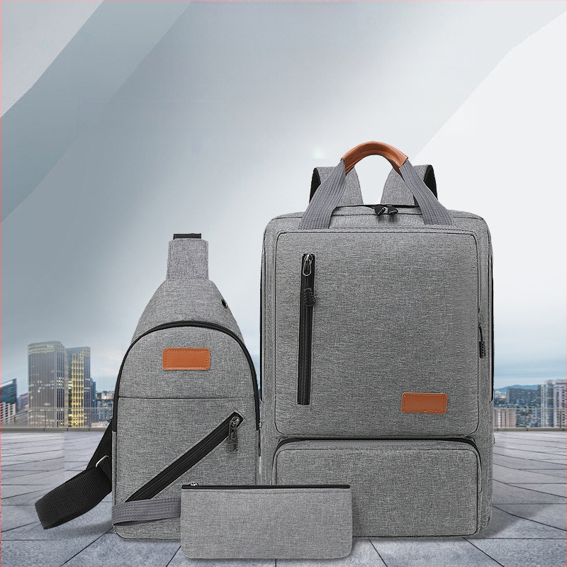 Σετ τριών σακιδίων για ταξίδι με θήκη για φορητό, unisex χαλαρό επιχειρηματικό σακίδιο, ύφασμα Oxford, χωρητικότητα 20–35L, διπλοί ιμάντες ώμου