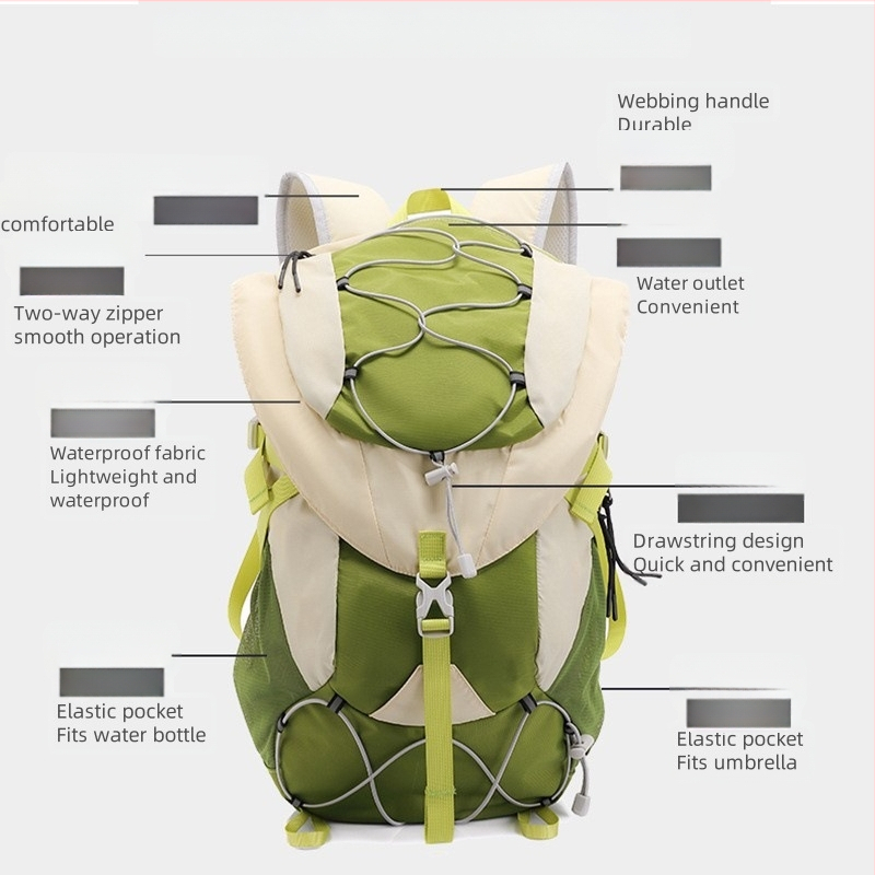 Túra- és kerékpáros hátizsák – vízálló, könnyű, gerincvédő, száraz–nedves szétválasztás, éjszakai láthatóságot növelő visszaverő elemek