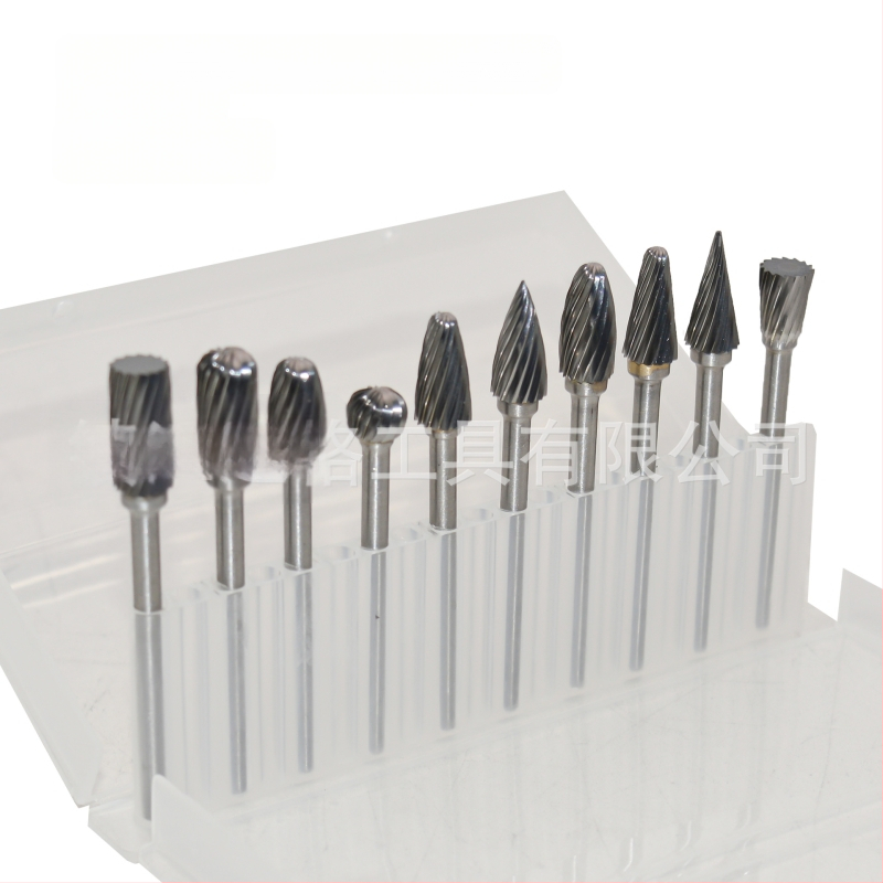 10 vnt. rotacinių failų rinkinys su vieno ir dviejų griovių, kieto lydinio volframo plieno frezavimo įrankis, CNC įrankis frezavimui, tinka plienui ir aliuminiui
