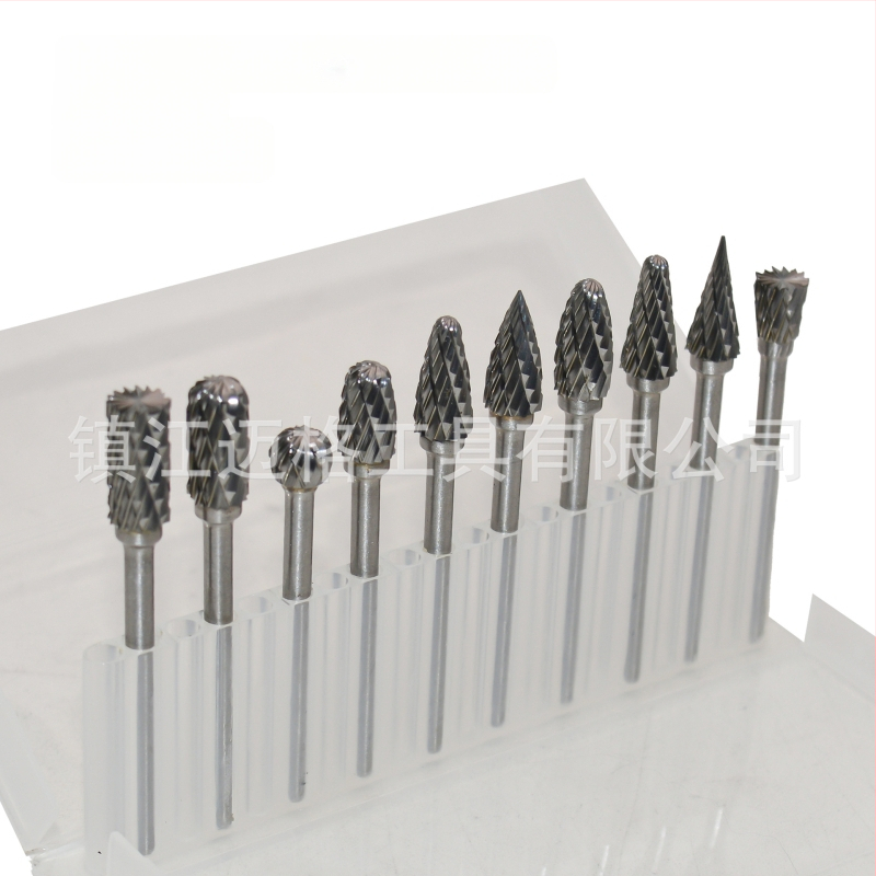 10 vnt. rotacinių failų rinkinys su vieno ir dviejų griovių, kieto lydinio volframo plieno frezavimo įrankis, CNC įrankis frezavimui, tinka plienui ir aliuminiui