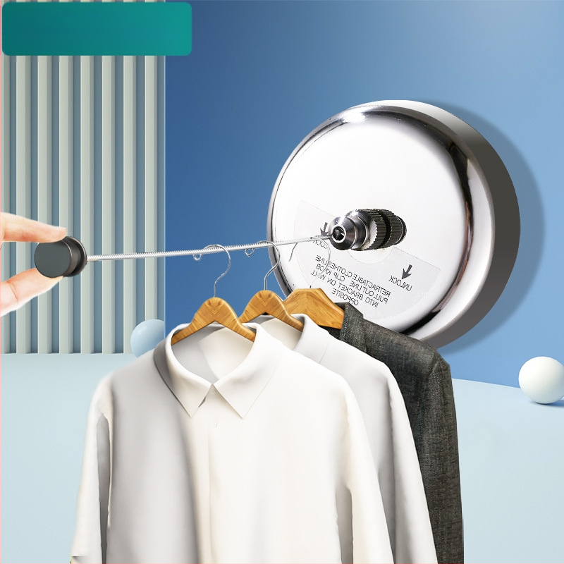 Разтегателна стенна сушалка за дрехи, 304 неръждаема стомана, скрит монтаж, за баня и балкон