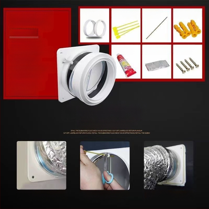Кухненски обратен клапан за вентилация – пластмасов, модерен минималистичен стил, за кухненски изпускателни тръби, баня и обществени канали