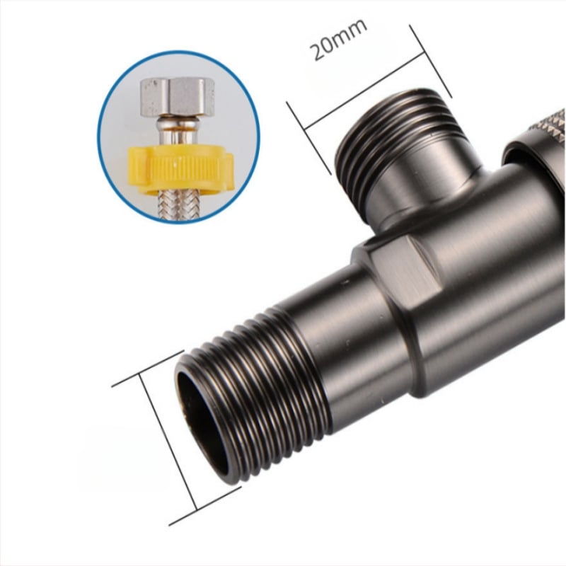 Nehrđajući čelični kutni ventil s bakrenim jezgrom ventila, model 111, ugradnja u zid, za kupaonicu, bojler i WC